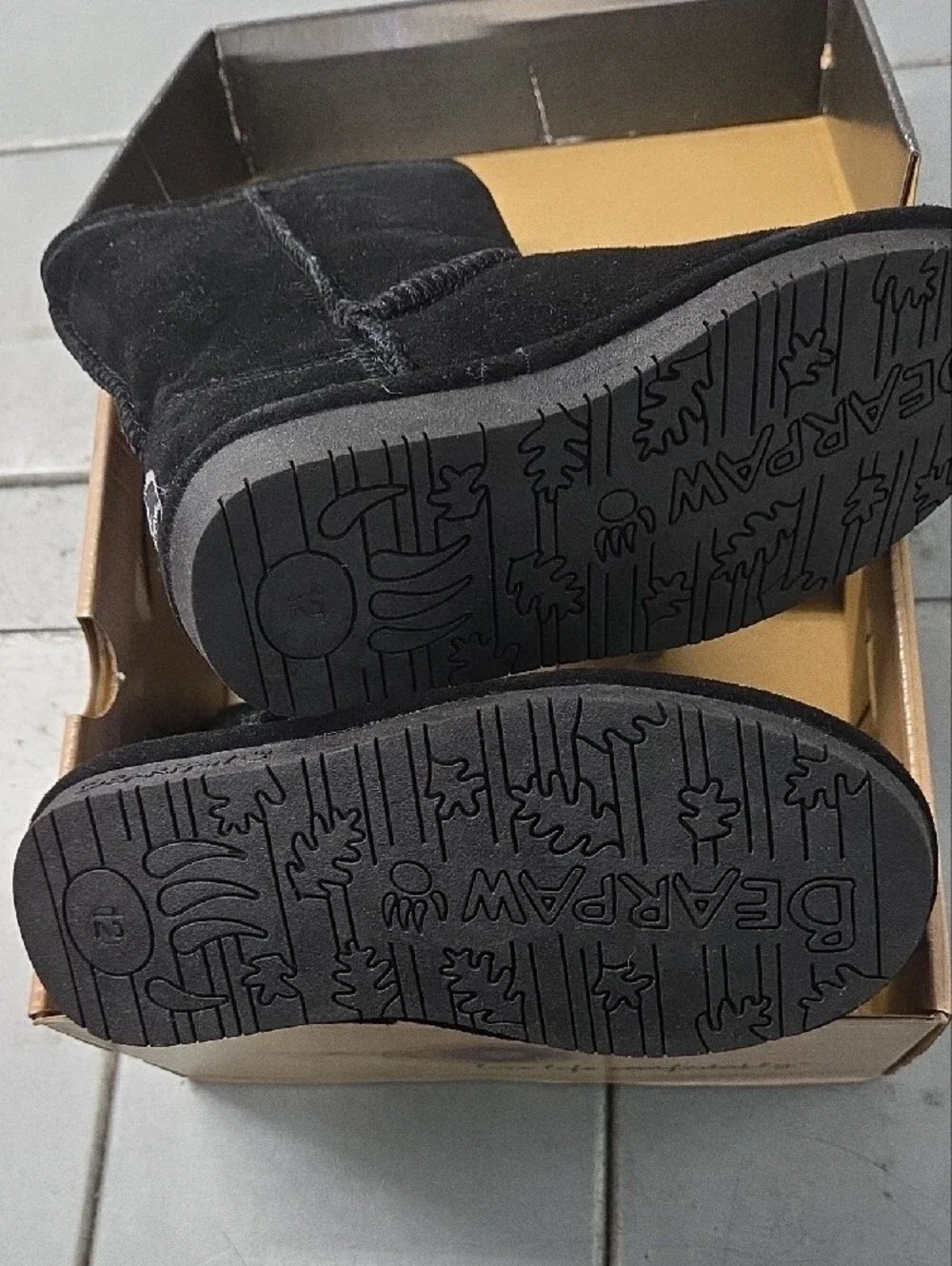 BearPaw Kids Black Short Suede Boots